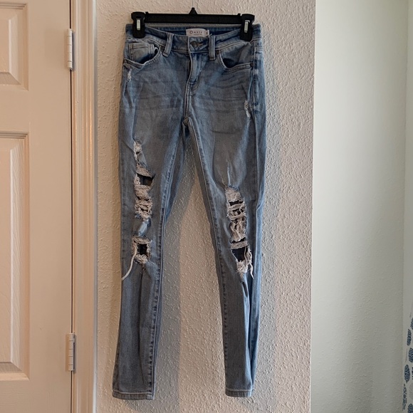 Oasis Denim - Oasis Light Blue Distressed Skinny Jeans 0